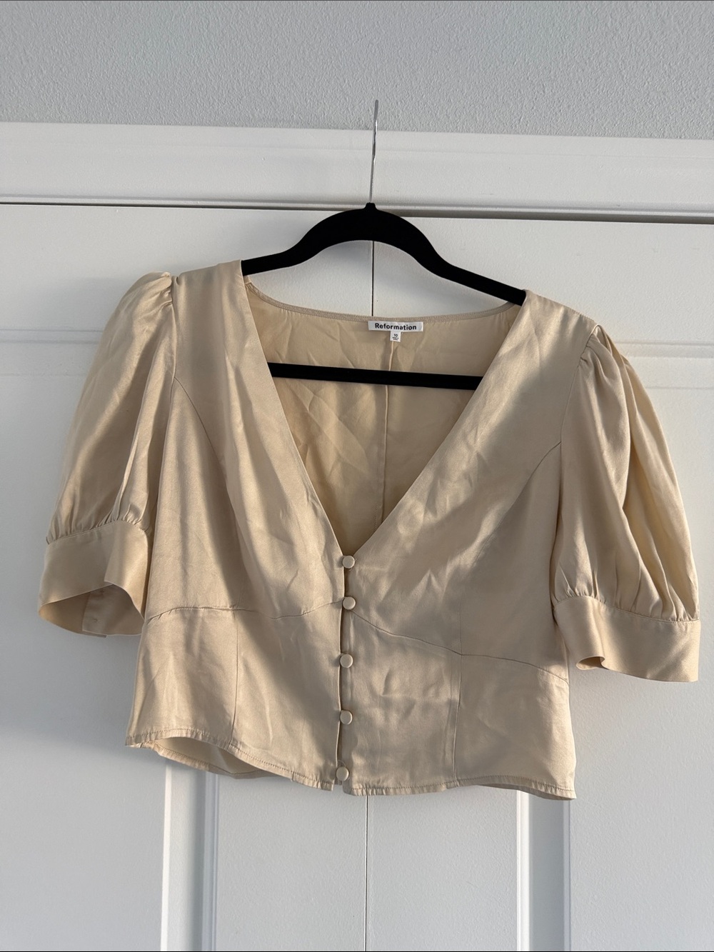 Reformation Cream Puff Sleeve V-Neck Blouse